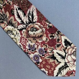 Robert Talbott‎ Studio tie Hand Sewn Floral Red Beige